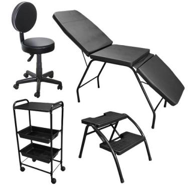 Imagem de Kit Completo Clínica Estética Maca 3 posições, Mocho com Encosto e Aro
