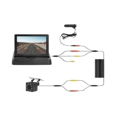 Imagem de Monitor De Carro Dobrável 4.3 TFT LCD HD Com Câmera De Ré E 8 LEDs Par