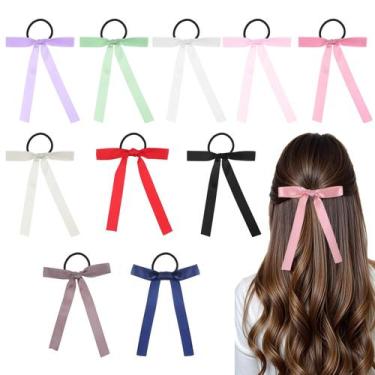 Imagem de Elástico de Cabelo YQQYG Pacote com 10 Laços de Cetim 16 cm (6,3 pol.)
