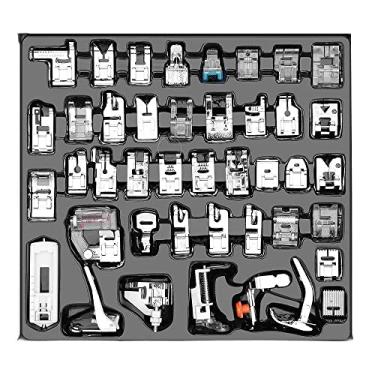 Imagem de Kit Calcador 42 calcadores sapatas pezinhos para maquinas domesticas haste de troca fácil Cortesia