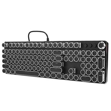 Imagem de Teclado 100% gamer 104 teclas estilo retrô galvanizado teclado mecânico jogo com efeito de iluminação