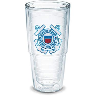 Imagem de Tervis Emblema da guarda costeira feito nos EUA, copo isolado de parede dupla mantém as bebidas frias e quentes, 680 g, sem tampa