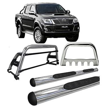 Imagem de Kit quebra mato+Estribo OVAL +Santo Ant H2 Hilux 05/15 CROMO