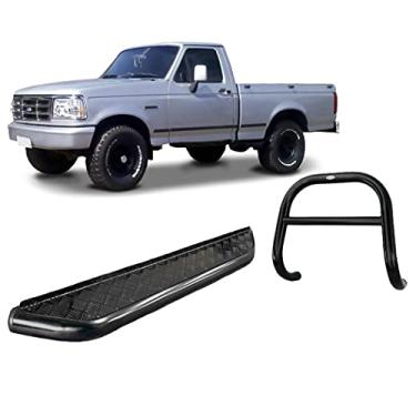 Imagem de Kit quebra mato + Estribo Chapa DUPLO F1000 93/99 PRETO