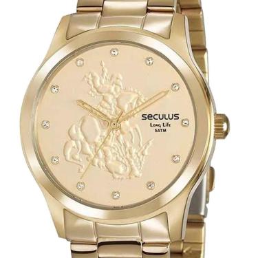 Imagem de Relogio Feminino Seculus São Jorge Kit 35019Lpskda1K1