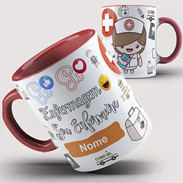 Imagem de Caneca vermelha presente Enfermagem com Nome 1
