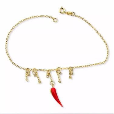Imagem de Tornozeleira Com Pimenta Super Linda Folheado a Ouro 18k