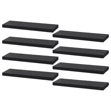 Imagem de Kit 8 Prateleiras 40 x 10cm Preta Suporte Invisível