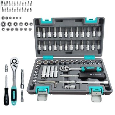 Imagem de Jogo Kit De Soquete 57 Peças 1/4 Catraca Chave Allen Stels