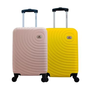 Imagem de Kit Duas Malas De Bordo Rígidas 360º - Gladiador A7 - Amarelo e Rosé