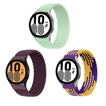 Imagem de ALMNVO 3 pacotes 22mm elástica Solo Loop Nylon Pulseiras para Samsung Galaxy Watch Band 46mm/3 45mm/Gear S3 Classic/S3 Frontier Bandas,Trançada Replacement Sport Wristbands,22mm-L