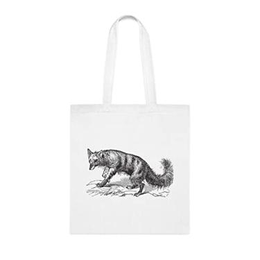 Imagem de Aardwolf Or Proteles Cristatus Bolsa Vintage Gravura, Presente Engraçado Aardwolf, Bolsa de Ombro, Sacolas Reutilizáveis, Cesta de Aniversário de Natal, Branco