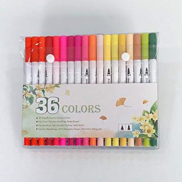 Imagem de SEIWEI Canetas pincel de ponta dupla, 36 cores, canetas de ponta fina para colorir, esboçar, pintar