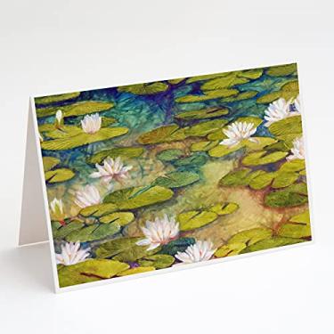 Imagem de Caroline's Treasures Cartões de felicitações e envelopes FHC1001GCA7P Waterlillies por Ferris Hotard, pacote com 8, 7 x 12, multicolorido