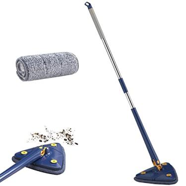 Imagem de Mop de limpeza triangular | Mop de limpeza ajustável giratório de 360 graus,Esfregona de chuveiro seco e úmido para pó de azulejos de parede de piso de janelas de Genérica
