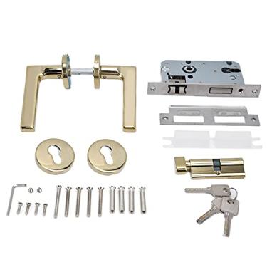 Imagem de Fechadura de porta Hyuduo, fechadura de alavanca de porta Golden Simple Mute Anti Collision Knob Mecânica, para Home Office School Villa Pátio Quarto Banheiro, fechadura de porta