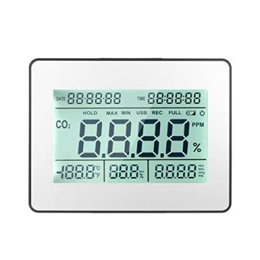 Imagem de Tingpai Detector de dióxido de carbono Medidor de de qu dade do ar com função de relógio de registro de dados 5.5 polegadas LCD g nde montável na parede Detector de CO2 Indicador de dióxido de