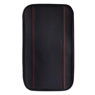 Imagem de Capas de almofada de apoio de braço de carro de couro console central universal apoios de braço caixa almofadas apoio de braço almofada de proteção de armazenamento