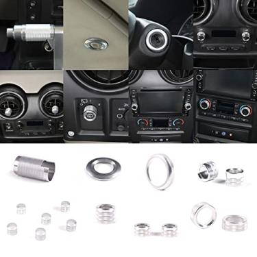Imagem de PIUGILH 16 peças, conjunto completo de decoração de interiores, kit de acabamento para Hummer H2 2003-2007, botão de interruptor de ar condicionado, capa de anel de ventilação de ar condicionado, agradável e moderno, material de liga de alumínio (prata)