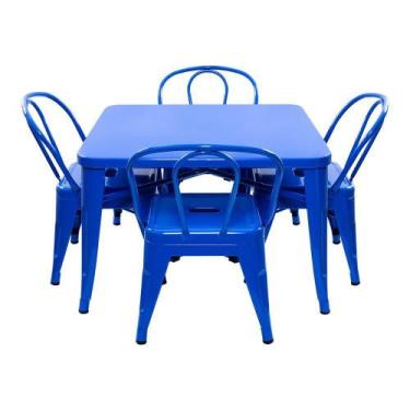Imagem de Conjunto Pelegrin Kids Design Tolix Mesa Com 4 Cadeiras Infantil 70X70
