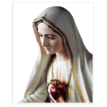 Imagem de Quadro Nossa Senhora de Fátima 40x50cm Moldura Branca e Vidro