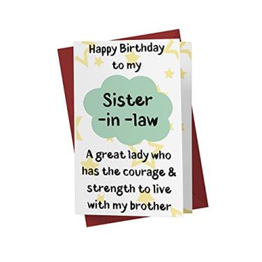 Imagem de Cartão de aniversário engraçado Sister in Law – Cartão de aniversário para a irmã na lei – Cartão de aniversário feliz para a irmã na lei – com envelope