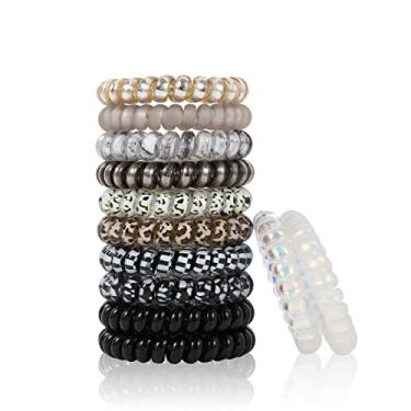Imagem de Leopard Spiral Hair Ties No Crease, Colorful Traceless Hair Ties, Elastic Coil Hair Ties, Phone Cord Hair Ties, Waterproof Hair Coils for Women Girls,Ponytail Hair Coils No Crease, Multicolor 12PCS (Leopard)