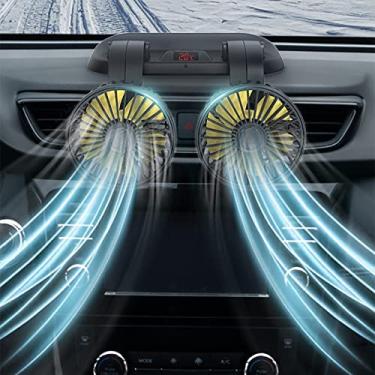 Imagem de TOTMOX Ventilador de carro elétrico 12/24V 360 graus rotativo 3 velocidades cabeça dupla carro carro ventilador circulador de ar silencioso - isqueiro para van SUV RV barco veículos de golfe