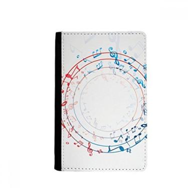 Imagem de Porta-passaporte notas musicais em formato redondo vermelho azul capa carteira porta-cartão, Multicolorido.