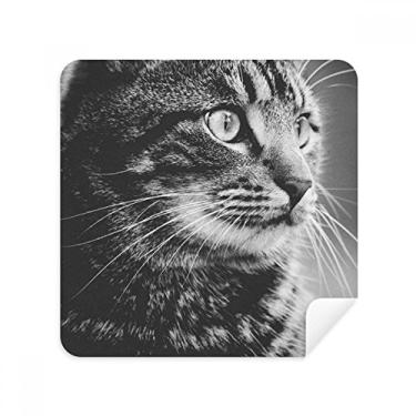 Imagem de Óculos de limpeza de tela preto e branco com perfil de gato de animais selvagens tecido de camurça pacote com 2