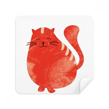 Imagem de Laranja Sorridente Gato Animal Aquarela Óculos Pano Limpador de Tela Tecido Camurça Pacote com 2