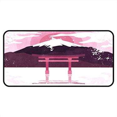 Imagem de Tapetes de cozinha rosa santuário japonês Torri paisagem área de cozinha tapetes e tapetes antiderrapante tapete de cozinha tapetes de porta de entrada laváveis para chão de cozinha casa escritório pia lavanderia interior exterior 101,6 x 50,8 cm