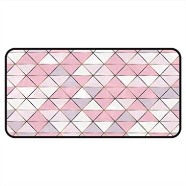 Imagem de Vijiuko Tapetes de cozinha ouro rosa triângulo geométrico área de cozinha tapetes e tapetes antiderrapante tapete de cozinha tapete de pé lavável para chão de cozinha escritório em casa pia lavanderia interior exterior 101,6 x 50,8 cm