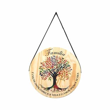 Imagem de Quadro Decorativo De Pinus Mandala Redonda Arvore Da Familia Colorida