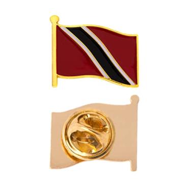 Imagem de Broche de lapela Trinidad Country esmaltado feito de metal chapéu de lembrança masculino feminino patriótico (broche de lapela com bandeira ondulada), Waving Flag Lapel Pin, Metal