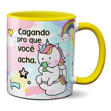 Imagem de Caneca Engraçada Cagando Pro Que Você Acha Unicórnio Fofinho (Amarela)