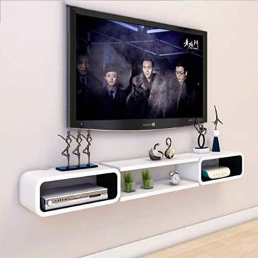 Imagem de Wall-mounted TV Cabinet Shelf Storage Unit Shelf DVD/Blu-ray Player Satellite TV Box Cable Box White Floating Frame Wall-mounted Shelf,UMA,Constructive23