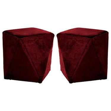 Imagem de Kit 02 Puffs Decorativo Sala de Estar Blois Veludo Vinho - Gran Belo