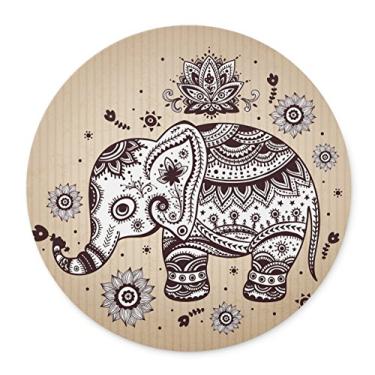 Imagem de TuMeimei Mouse pad de borracha antiderrapante (flores e elefantes pintados à mão)