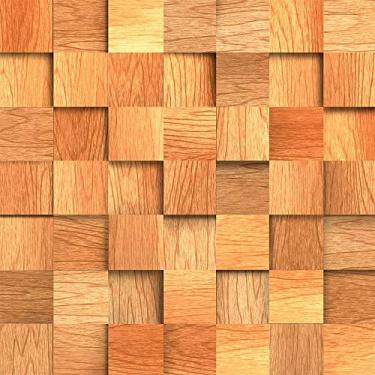 Imagem de Papel de Parede Madeira Cubos Rústico