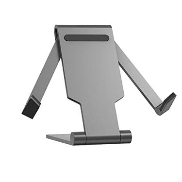 Imagem de Suporte ajustável para celular de liga de alumínio, suporte dobrável de liga de alumínio para suporte de telefone para tablets, suporte de mesa ajustável (cinza)