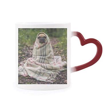 Imagem de Caneca Bulldog com foto sensível ao calor para fotografia de animal de estimação, copo de grés que muda de cor vermelha