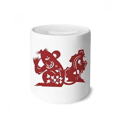 Imagem de DIYthinker Ano de rato, animal chinês, estampa do zodíaco, caixa de dinheiro, caixa de cerâmica para presente de cofrinho