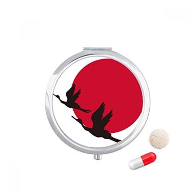 Imagem de Porta-comprimidos de gansos voadores vermelho japonês, preto, caixa de armazenamento de remédios