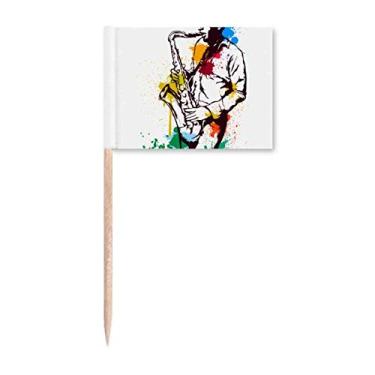 Imagem de Aquarela Street Man Pintura musical Rock Bandeiras de palito de dente, enfeite de festa