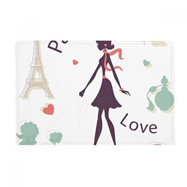 Imagem de DIYthinker Eiffel Tower Paris Lady France Tapete de chão antiderrapante para porta de banheiro