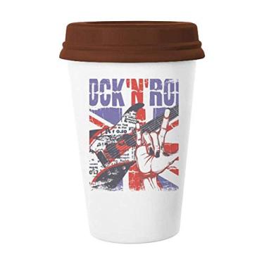 Imagem de Caneca de cerâmica para caneca de café da Inglaterra com bandeira do Reino Unido para guitarra de rocha