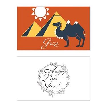 Imagem de Pirâmide Egito Esfinge Camelo Padrão Ano Novo Festival Cartão de felicitações Bless Mensagem Presente