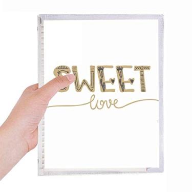Imagem de Caderno de anotações de folhas soltas com citação dourada Sweet Love