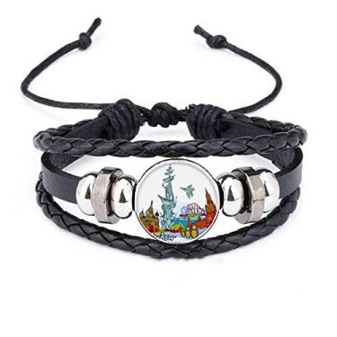 Imagem de DIYthinker Pulseira de corda trançada de couro trançado da Catedral de São Basílio Marco de Moscou